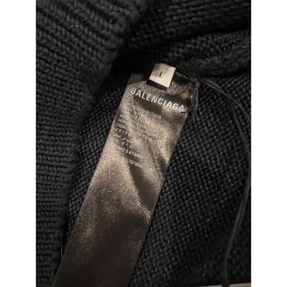 Balenciaga Logo Embroidered Knit Jumper men's  navy blue  sweater size L - Picture 12 of 14